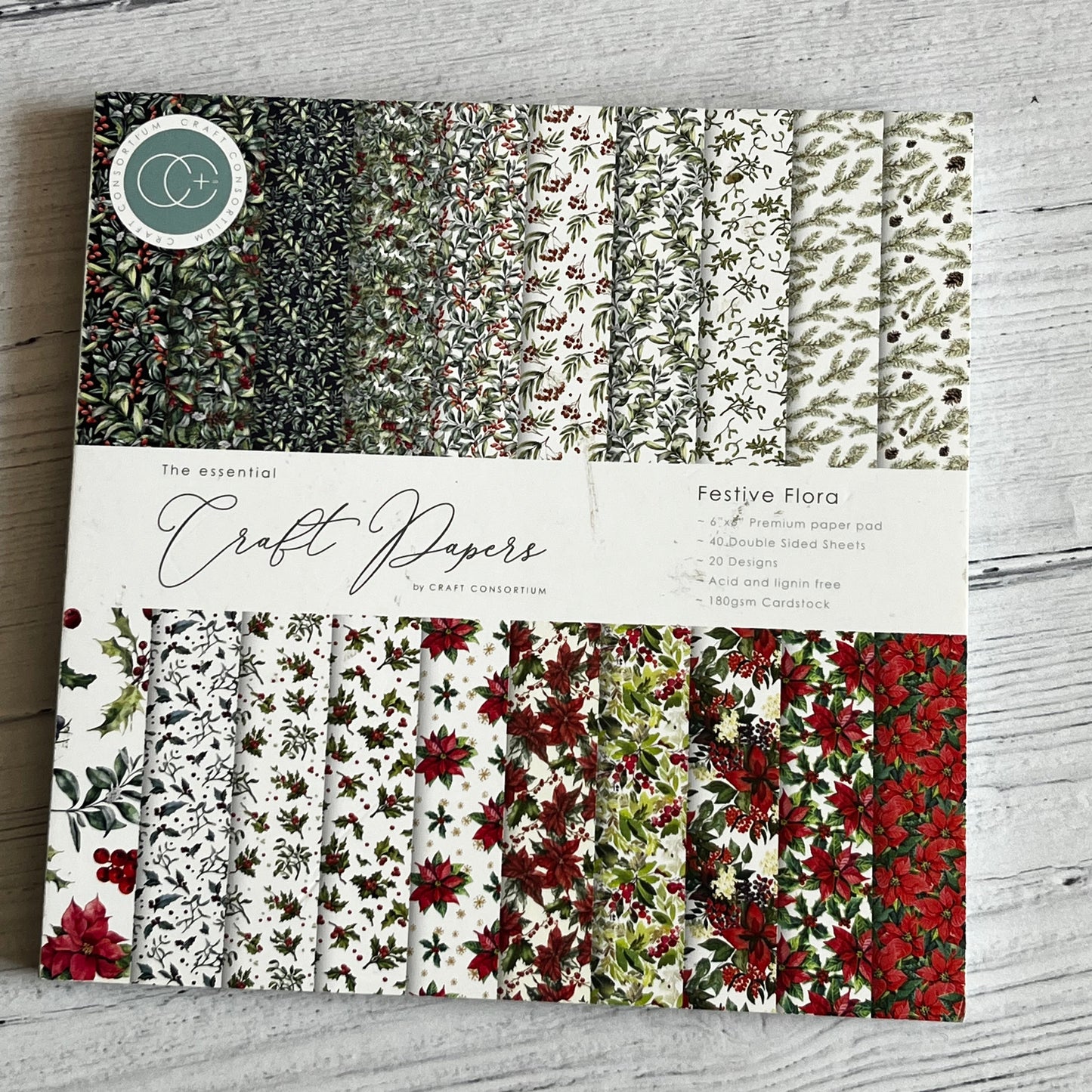 Craft Consortium Festive Flora 6x6 Paper Pad - Inspire Creationz, Nottingham