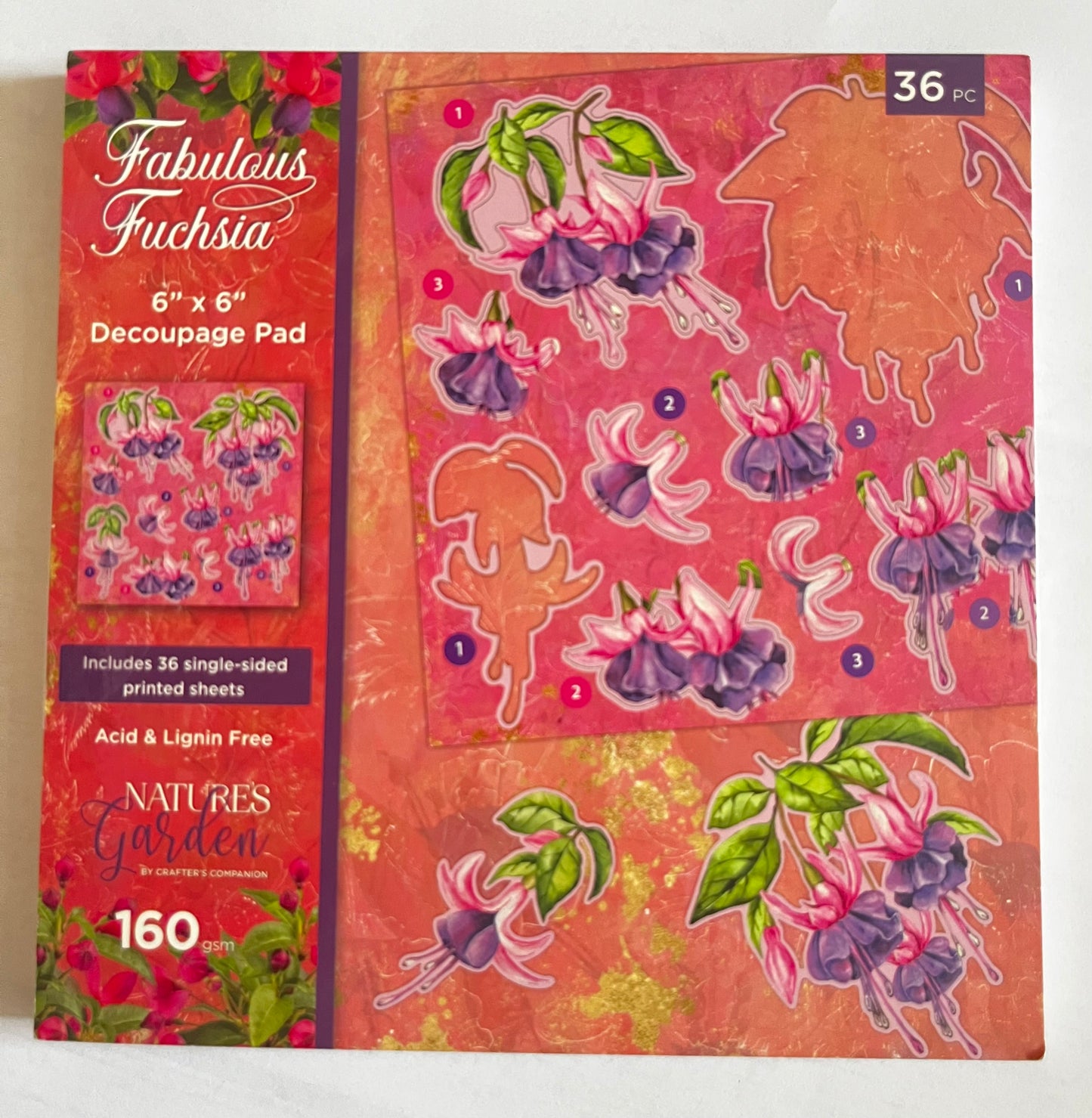 Crafters Companion Fabulous Fuchsia 6x6 Decoupage Pad - Inspire Creationz
