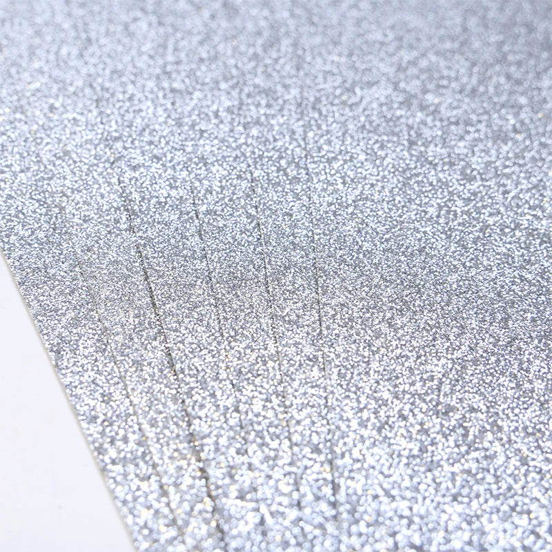 Dovecraft Double Sided Glitter Pack - A4 Silver - 350gsm - 6 Sheets