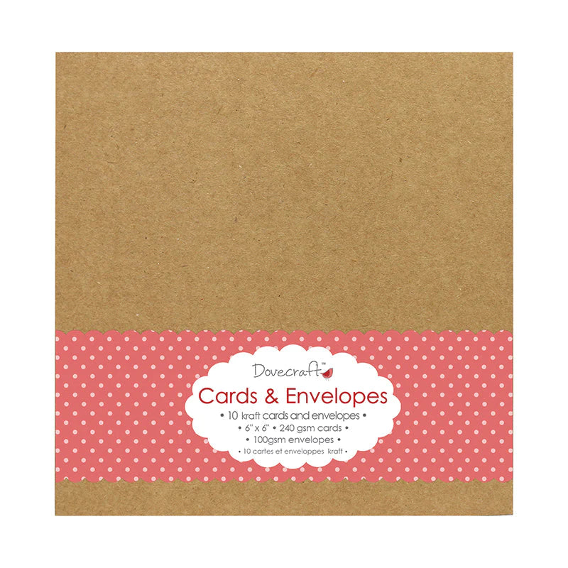 Dovecraft 6"x6" Square Kraft Cards & Envelopes x10