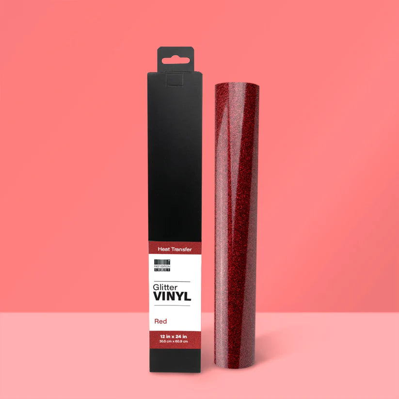 First Edition Iron-On Vinyl Glitter - Red 12in x 19in