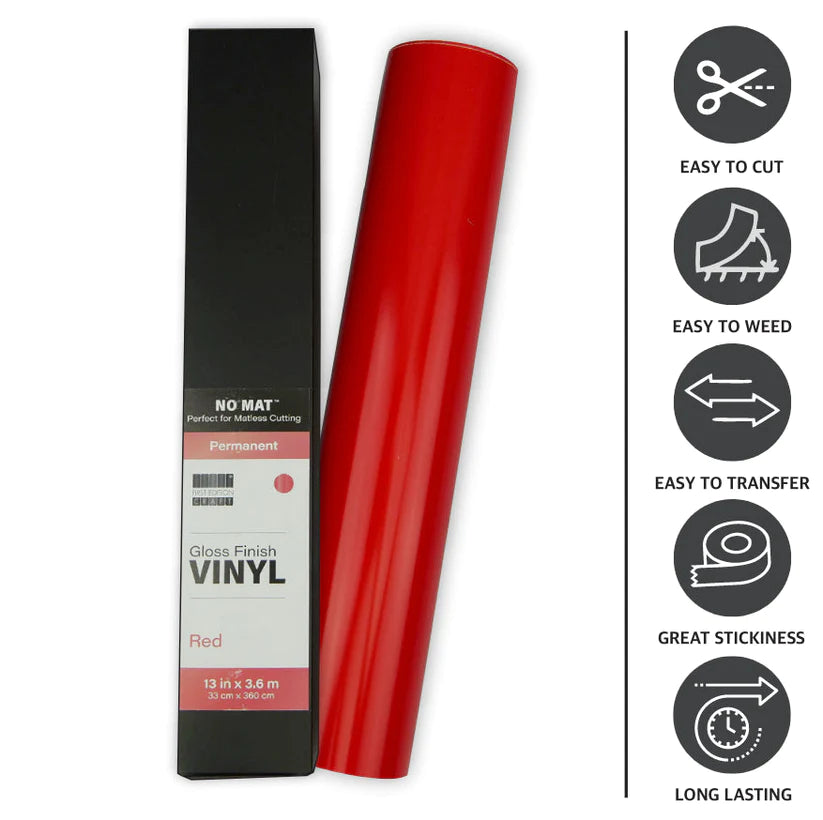 First Edition Mat-less Vinyl Permanent Gloss - Red - 13in x 144in