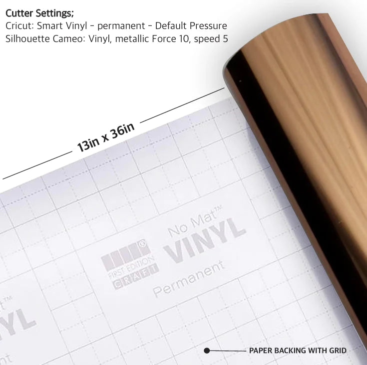 First Edition Mat-less Vinyl Permanent Metallic Rose Gold - 13in x 36in