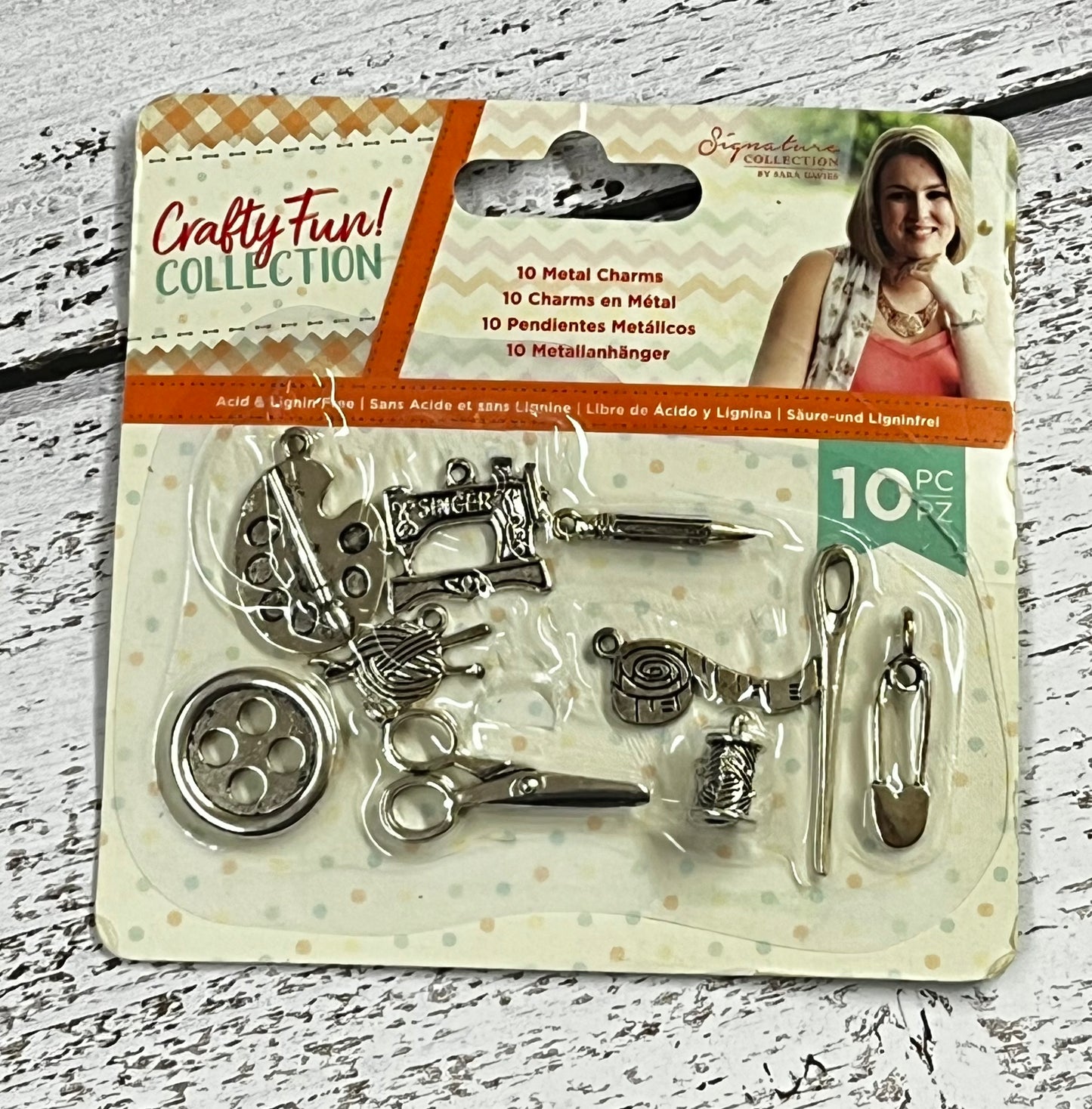 Sara Davies Crafty Fun Collection Metal Charmxs x10 - Inspire Creationz