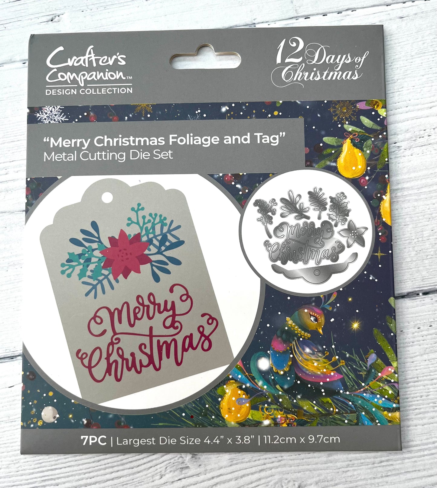 Crafters Companion 12 Days of Christmas Merry Christmas Foliage and Tag Die Set