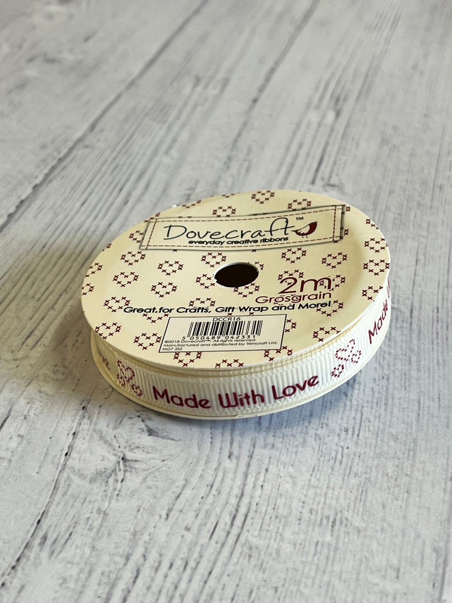Dovecraft Grosgrain Ribbon - 2m Roll. Your Choice of Design
