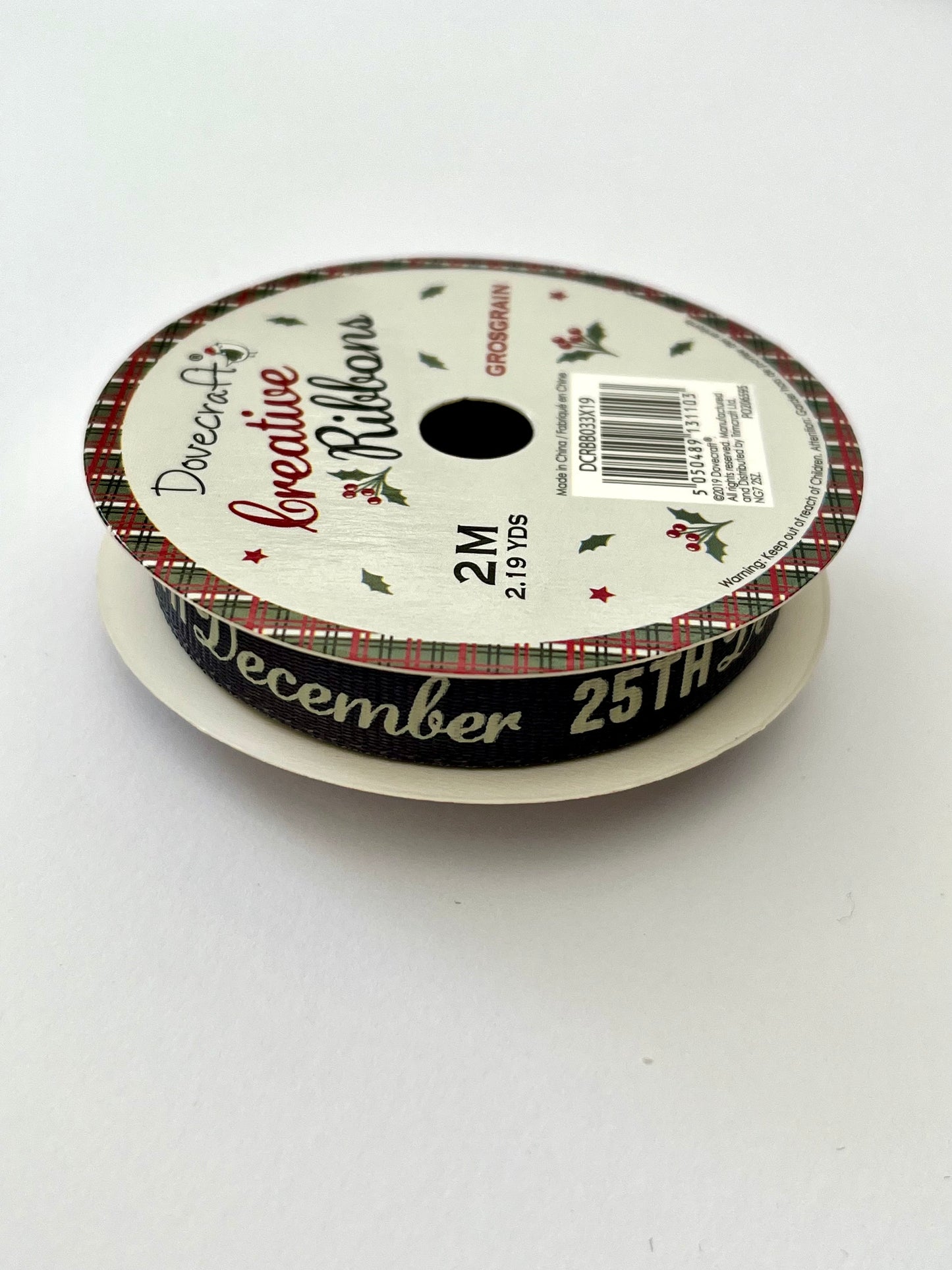 Dovecraft Grosgrain Christmas Ribbon Roll - Your Choice of Design