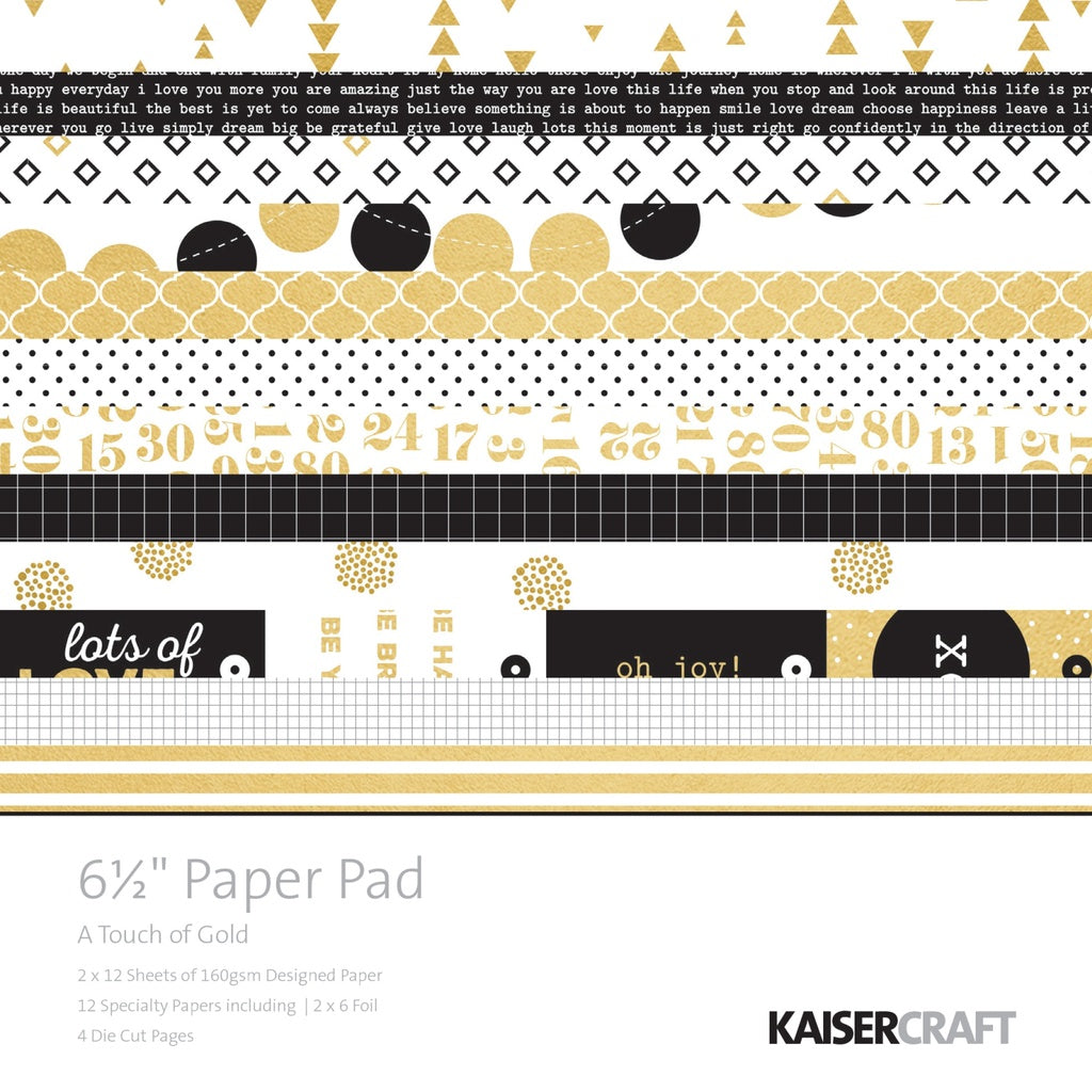 Kaisercraft A Touch of Gold 6.5 x 6.5 Paper Pad
