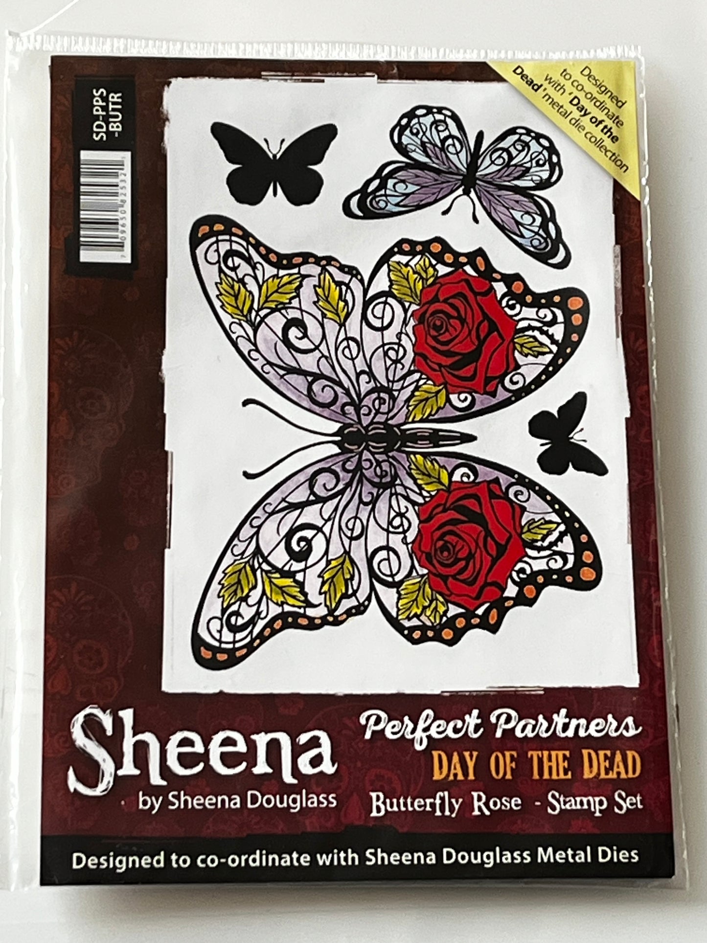 Sheena Douglas Day of the Dead Butterfly Rose Stamp Set - Inspire Creationz