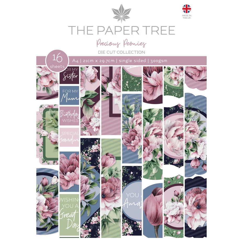 The Paper Tree Precious Peonies A4 Die Cut Collection Pack PTC1218 Inspire Creationz