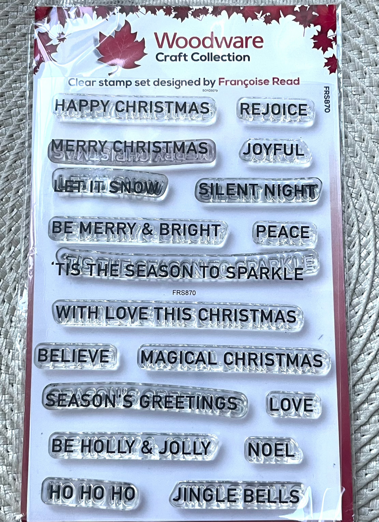 Woodware Craft Collection Christmas Strips Stamp Set x18
