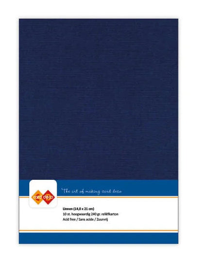 Card Deco Linen Cardstock A5 Navy Blue - x10 Sheets - Inspire Creationz