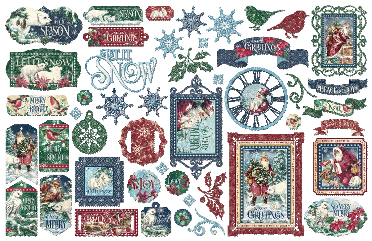 Graphic45 Let It Snow Die-Cut Embellishments x48
