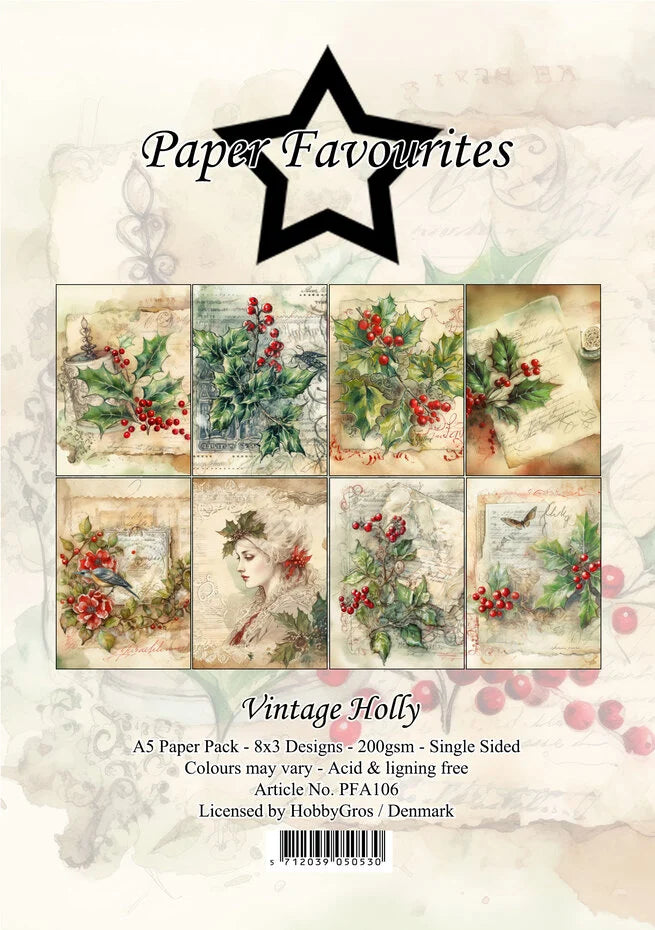 Paper Favourites Vintage Holly A5 Paper Pad (PFA106)
