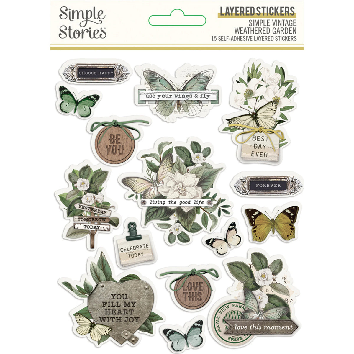 Simple Stories Weathered Garden Layered Stickers