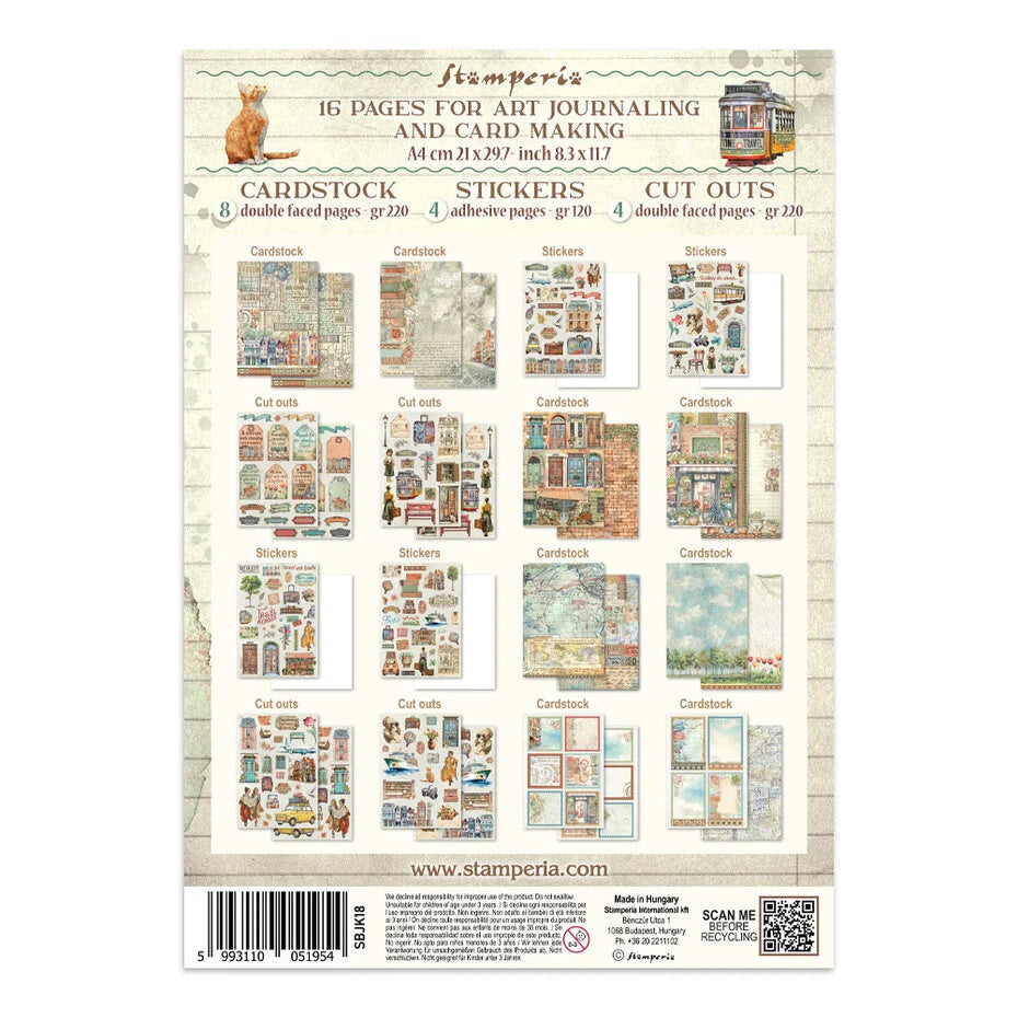 Stamperia Art of Travelling Junk Journal Stickers, Backgrounds, Cut-Outs