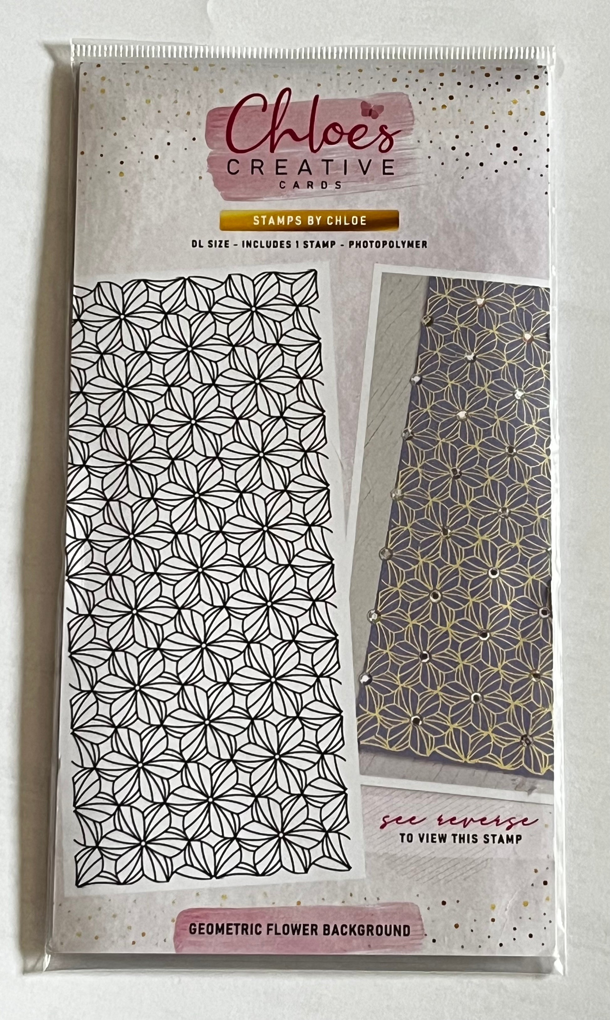 Chloes Creative Cards Geometric Flower Background DL Stamp - Inspire Creationz