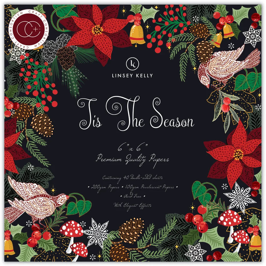 Inspire Creationz - Craft Consortium Tis the Season 6x6 Inch Paper Pad (CCPPAD038B) 