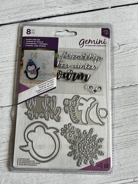 Gemini by Crafters Companion Christmas Penguin Stamp & Die Set - Inspire Creationz