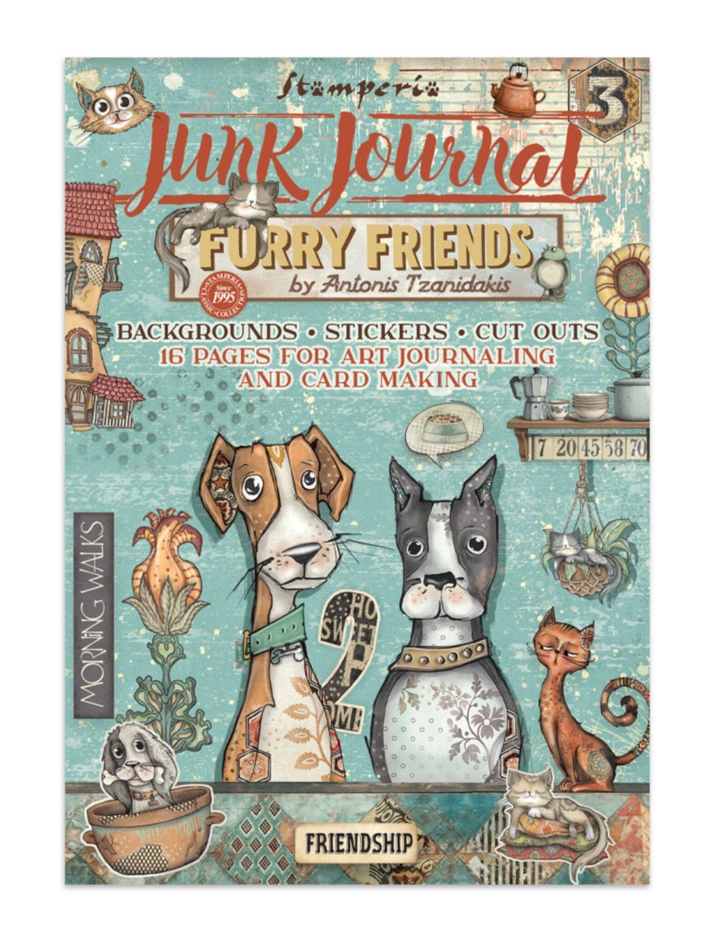 Stamperia Furry Friends Junk Journal Stickers, Backgrounds, Cut-Outs