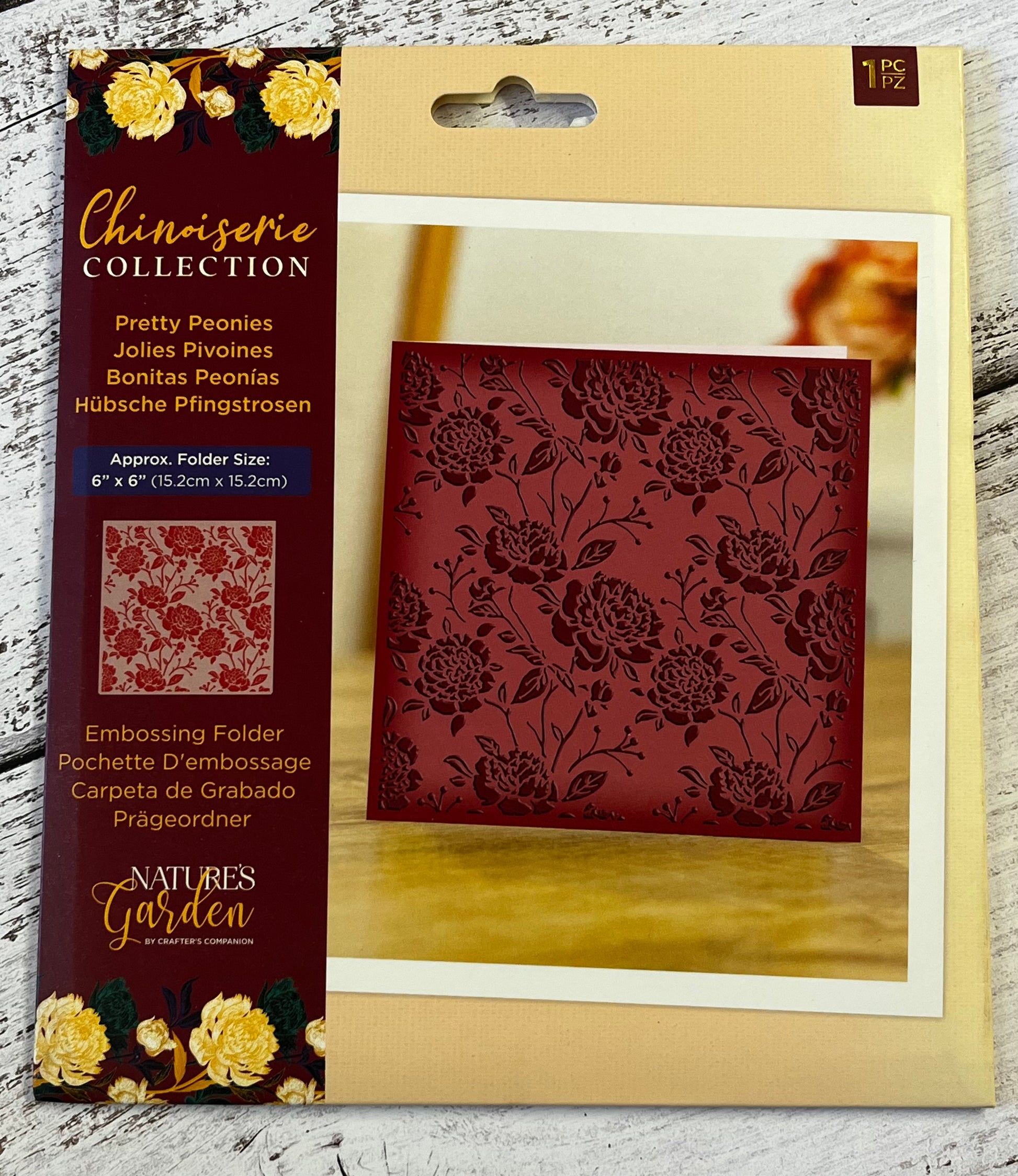 Crafters Companion Chinoiserie Collection Pretty Peonies Embossing Folder - Inspire Creationz