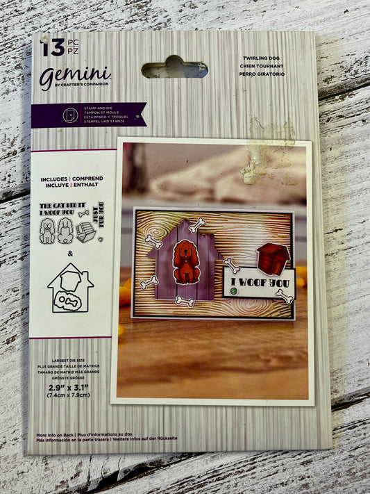 Pre-loved Gemini by Crafters Companion Twirling Dog Stamp & Die Set