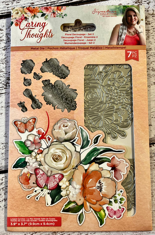 Sara Davies Caring Thoughts Flower Decoupage Set 2 Die Set - Inspire Creationz