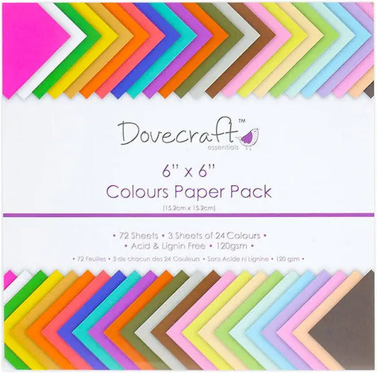 Dovecraft 6x6 Colours Paper Pack x72 Sheets - Inspire Creationz