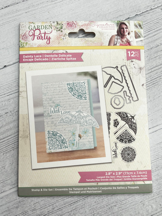 Crafters Companion Garden Party Dainty Lace Stamp & Die Set x12