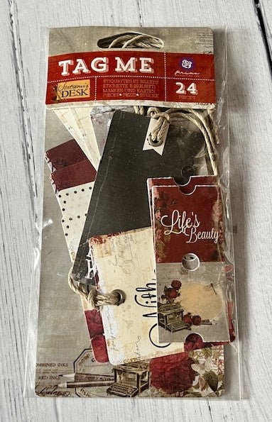 Prima Stationer's Desk Tag Me Embellishments x24