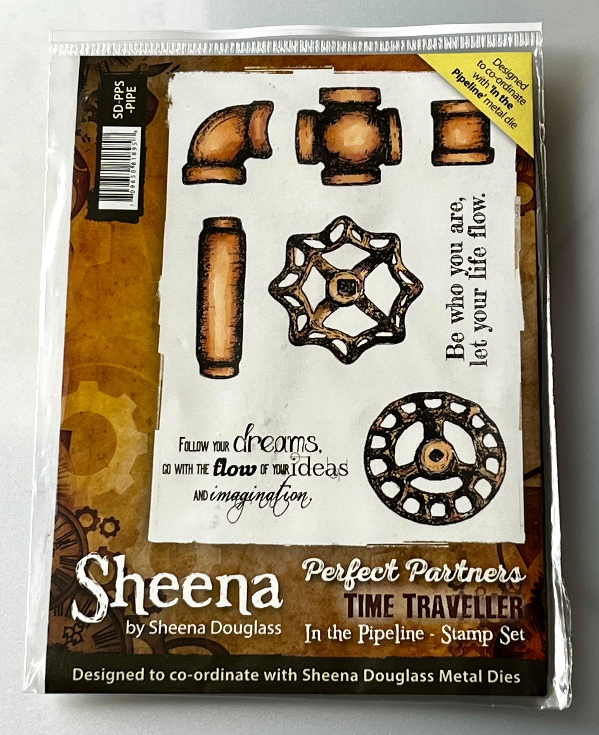 Sheena Douglas Time Traveller In the Pipeline Stamp Set x8 Stamps - Inspire Creationz