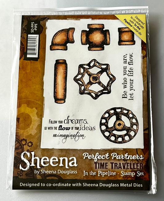 Sheena Douglas Time Traveller In the Pipeline Stamp Set x8 Stamps - Inspire Creationz
