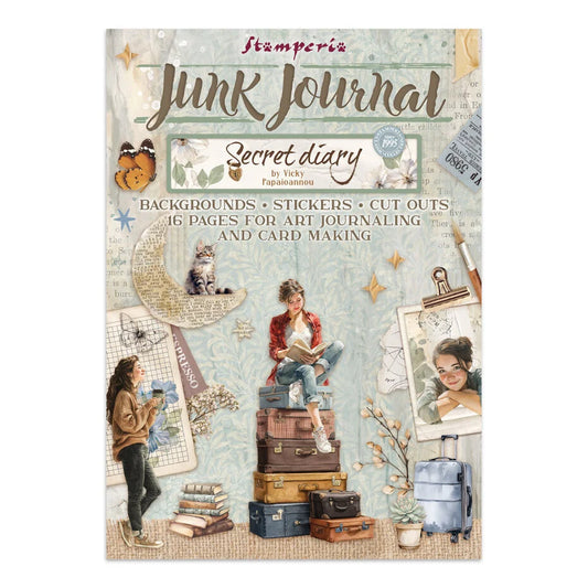 Stamperia Secret Diary Junk Journal Stickers, Backgrounds, Cut-Outs (SBJK15) - Inspire Creationz Junk Journaling and Mixed Media Collection