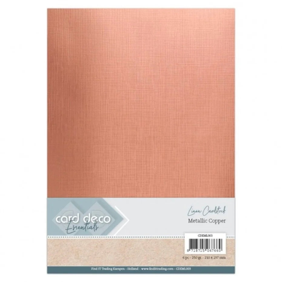 Card Deco Linen Cardstock Metallic Copper - A4 - Inspire Creationz