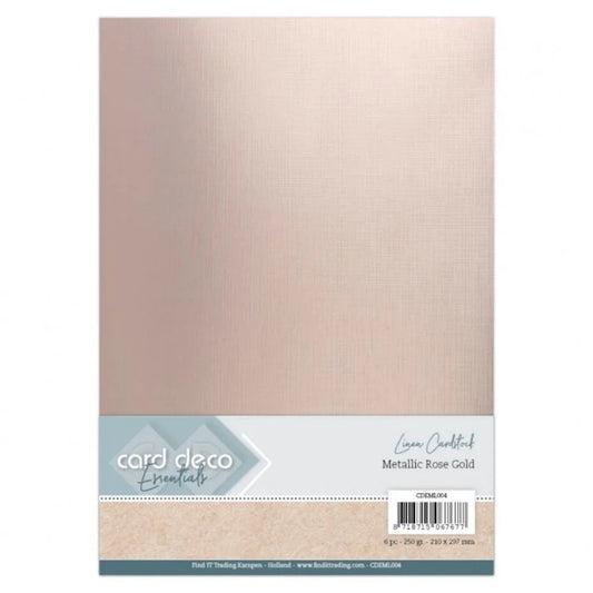 Card Deco Linen Cardstock A4 Metallic Rose Gold - Inspire Creationz