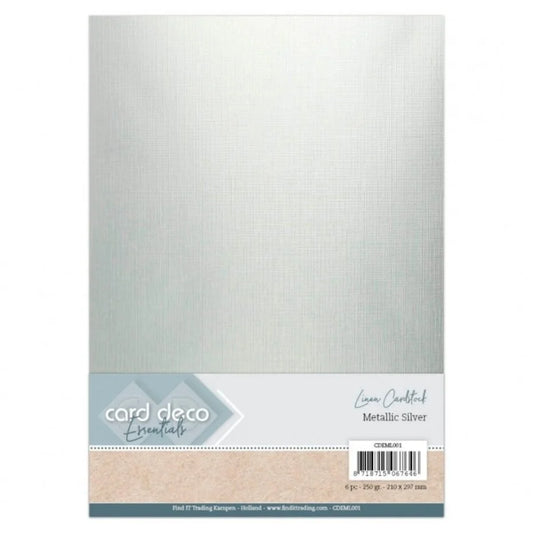 Card Deco Linen Cardstock A4 Metallic Silver