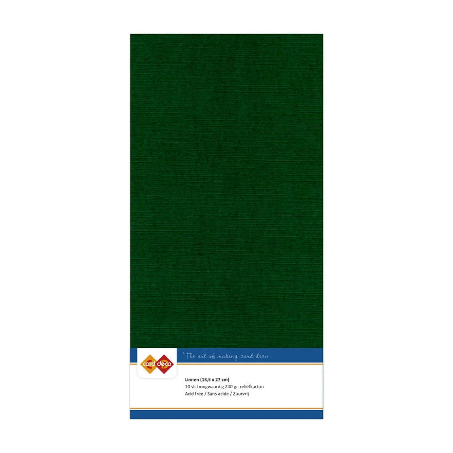 Card Deco Linen Cardstock Square Christmas Green - x10 Sheets - Inspire Creationz