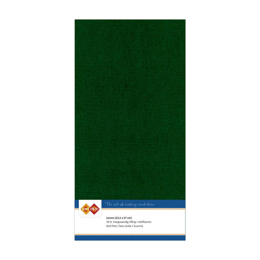 Card Deco Linen Cardstock Square Christmas Green - x10 Sheets - Inspire Creationz