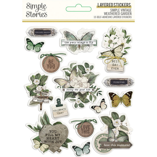 Simple Stories Weathered Garden Layered Stickers