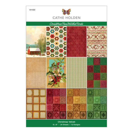 Spellbinder Christmas Flea Market Finds Christmas Velvet 6x9 Inch Paper Pad
