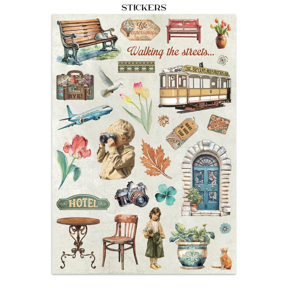 Stamperia Art of Travelling Junk Journal Stickers, Backgrounds, Cut-Outs