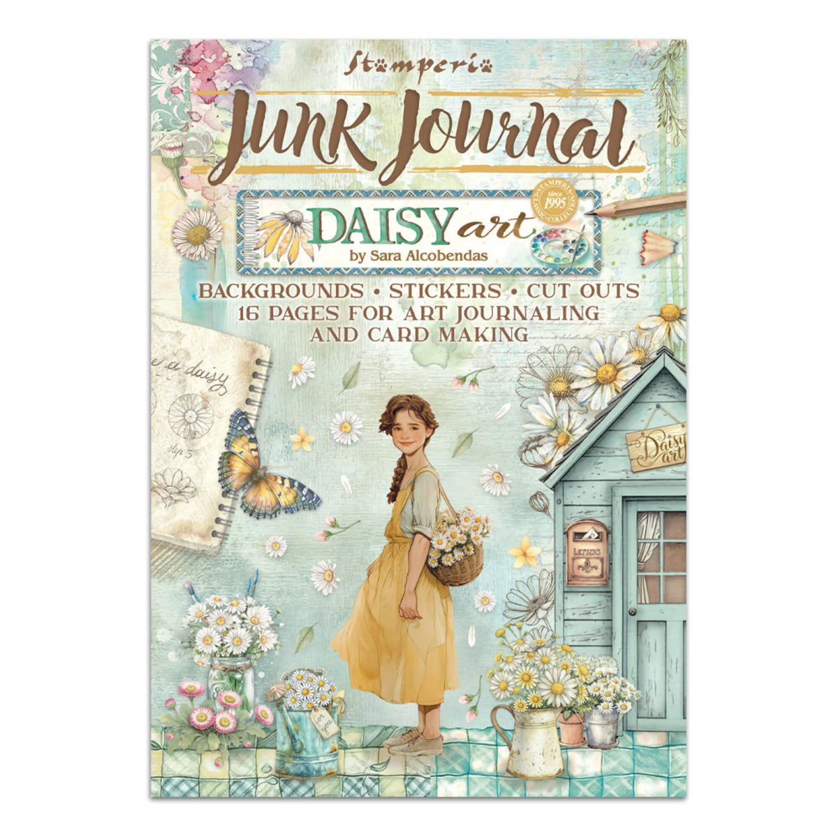 Stamperia Daisy Art Junk Journal Stickers, Backgrounds, Cut-Outs (SBJK14)